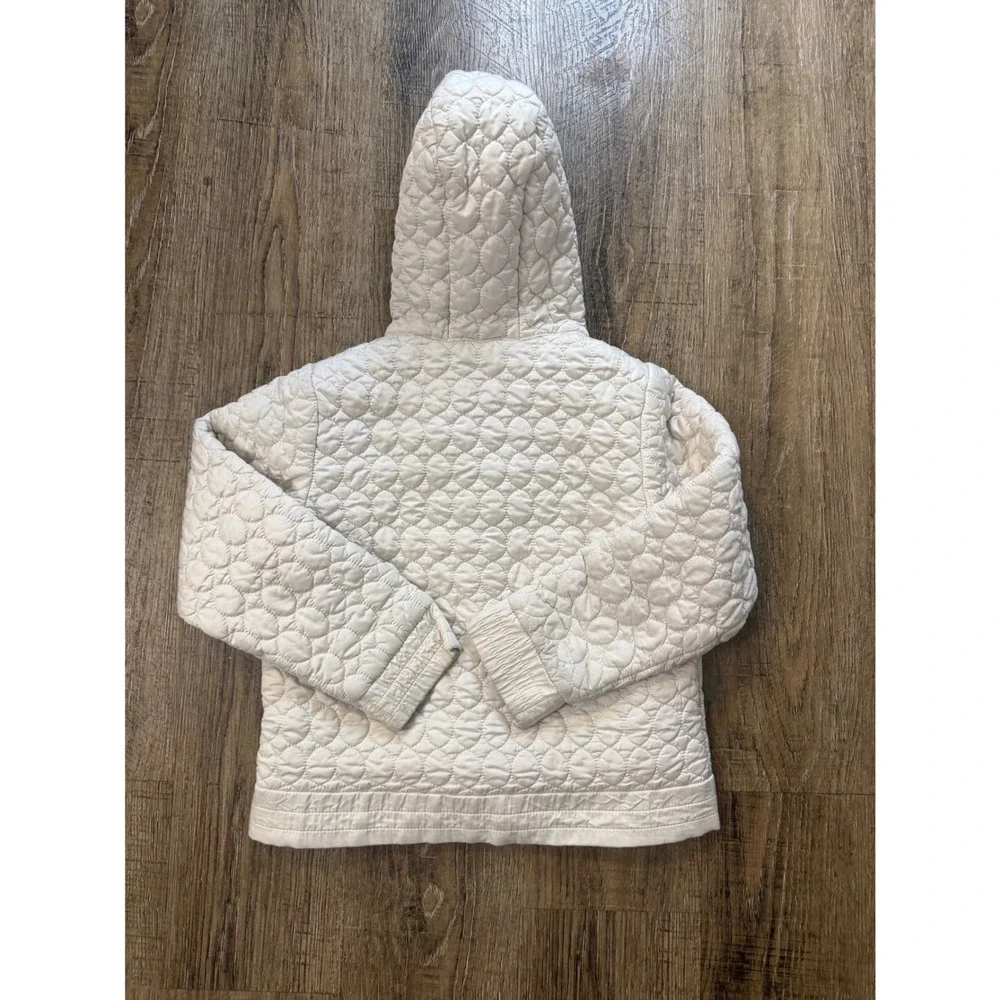 Patagonia Girls S 8 Ivory Quilted Hooded Full Zip Jacket Ivory 68015